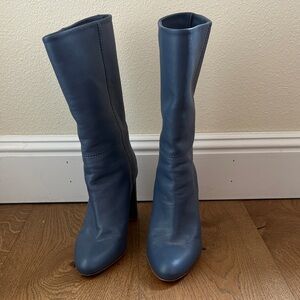 Elegant Marion Parke Blue Heeled Leather Boots for Women